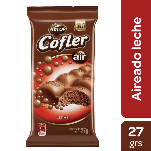 Arcor Cofler Air Chocolate Con Leche Aireado Airy Milk Chocolate Bar, 27 g / 0.95 oz ea (pack of 6 bars)