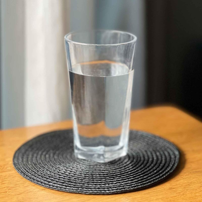 FitLit Round Woven Plcemts Placemats 18cm Dining Table Mats (Black)