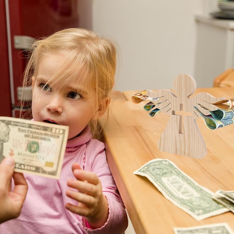 OPVXZAD Wooden Angel With Engraving, Angel Money Clip Made of