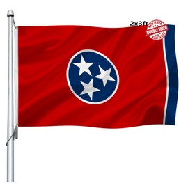 Tennessee State Flag 2x3 Outdoor Double Sided - Heavy Duty State of Tennessee TN State Flags Banner with 2 Brass Grommets 4 Rows Stitched