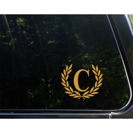 Sweet Tea Decals Letter C (Gold), Small Size, Decorative Monogram - 4-1/2" x 3-/4"- Vinyl Die Cut Decal/Bumper Sticker for Windows, Trucks, Cars, Laptops, Tumblers, Mailboxes, Glasses. Mugs, Etc.