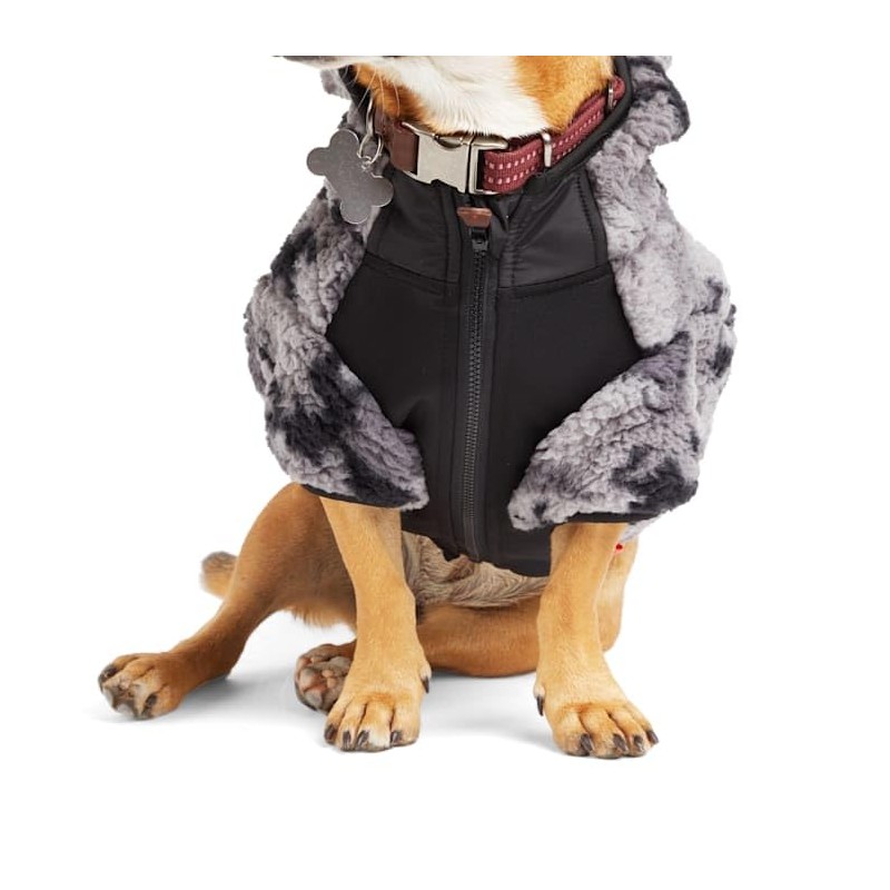 Reddy Black Sherpa Hooded Dog Jacket, X-Large