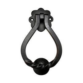 Twisted Iron Door Knocker with Simple, Graceful Style - Black Powder Coat Finish - Sold Individually