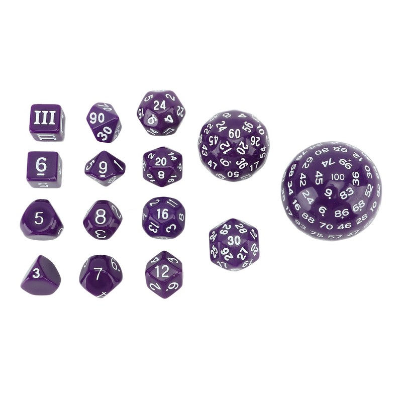15pcs Polyhedral Dice Set 3 to 100 Sides Complete Polyhedral