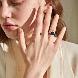 VENACOLY Rose Flower Cremation Urn Ring for Ashes Women 925 Sterling Silver Rose Cremation Jewelry Memorial Keepsake Ring Gifts(7)