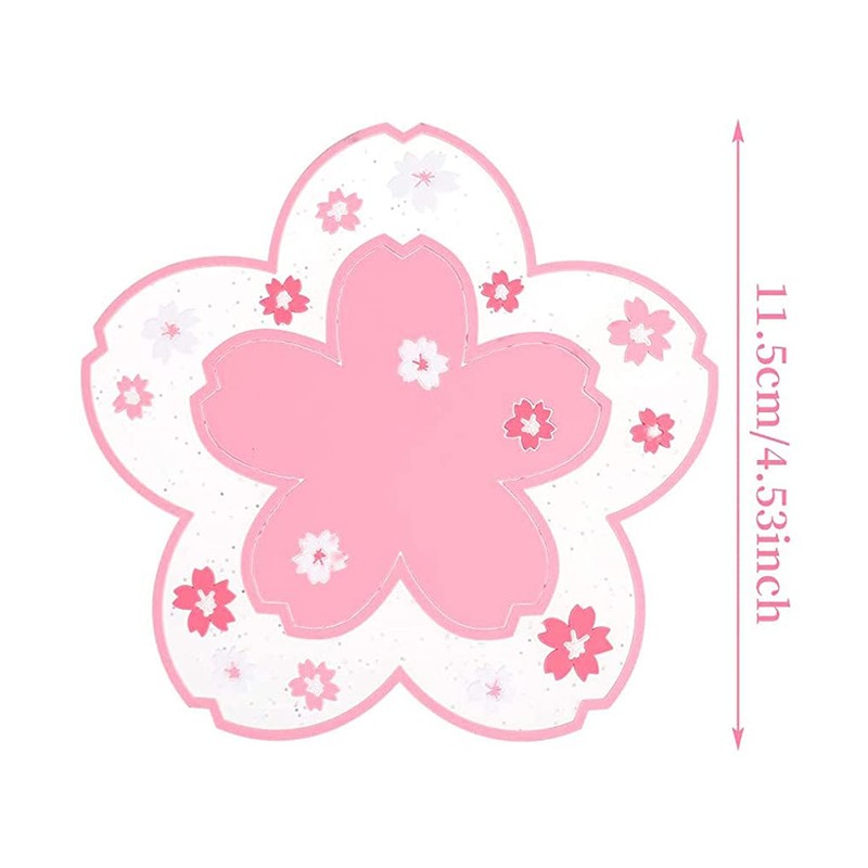 6Pcs Sakura Coaster, BetterJonny Kawaii Coasters for Drinks, Cherry Blossom