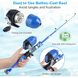Milerong Kids Fishing Rod, Kids Fishing Pole Portable Telescopic Fishing Rod and Reel Combo Kit for Boys, Girls, Youth - with Spincast Fishing Reel, Fishing Tackles, Fishing Lures, Fishing Lines
