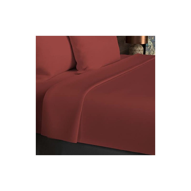 Soleil d'ocre, Flat Sheet, Cotton, 57 Threads, Brick, 240 x
