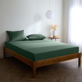 Mellanni Fitted Sheet 180 x 200 cm Box Spring Bed - Up to 40 cm Mattress Height - Soft, Wrinkle-Free, Elastic All Around - (180 x 200 cm, Emerald Green)