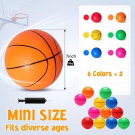 PARENTSWELL Mini Basketball Set - 12 Pack 7 Inch Small Basketball for Kids Toddler - Ideal for Mini Hoop, Playground Balls Toy for Teenagers, Swimming Pool, Indoor Outdoor Play, Party Favors