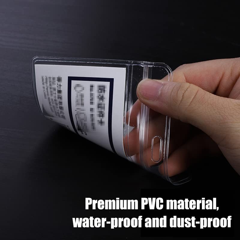 ZANQU 50 Pack Thick ID Badge Holders, Vertical Clear Card