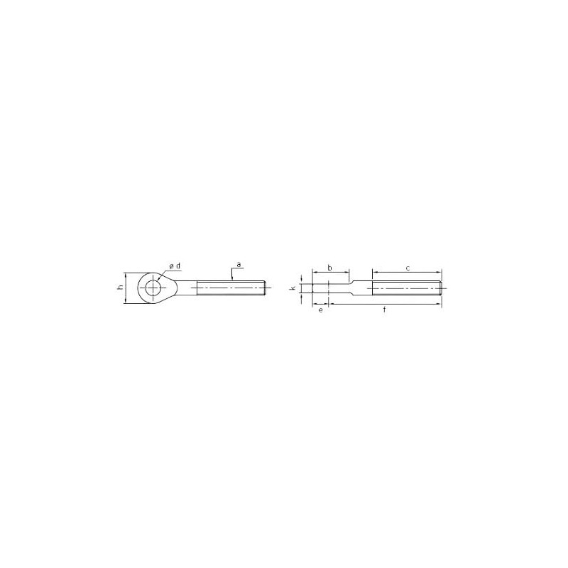 Esco EA638SA-33 M6 x 47mm Full Thread Eye Bolt (Right