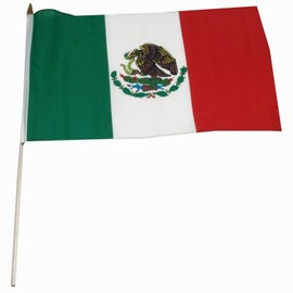 JumpingLight 12x18 12"x18" Mexico Mexican Stick Flag Wood Staff (30 inch Staff) Wooden Pole - Quality Flags