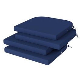 VSIWB Outdoor Chair Cushions Set of 4, Waterproof Outdoor Cushions for Patio Furniture with Adjustable Straps, Round Corner Patio Chair Pads for Yard Garden, 17"x16"x2", Navy Blue