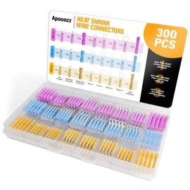 Apooozz 300 PCS Heat Shrink Wire Connectors Kit - Insulated Rings Forks Spade Butt Splices- Wiring Connector Assortment - Ideal for Light-Duty Electrical Projects, Home DIY & Hobby Applications