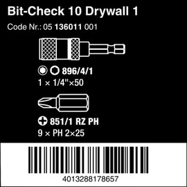 Bit-Check BC Drywall Construction Bit Set, 10 Piece