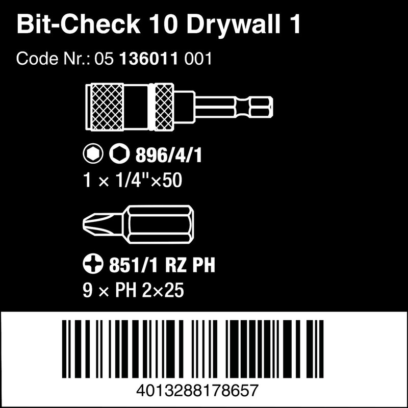 Bit-Check BC Drywall Construction Bit Set, 10 Piece