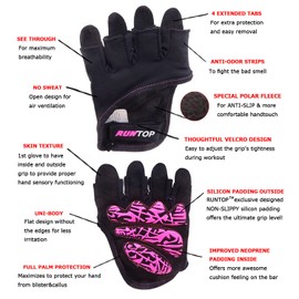 RUNTOP Workout Grip Gloves Cross Training WODS Fitness Gym Yoga Exercise Weight Lifting Powerlifting Bodybuilding Hand Palm Protect Men Women (Black, M)