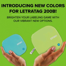 Dymo LetraTag 200B Bluetooth Label Maker | Compact Label Printer | Connects Through Bluetooth Wireless Technology to iOS and Android | Includes 1 White Paper Label Tape | Daydream Blue