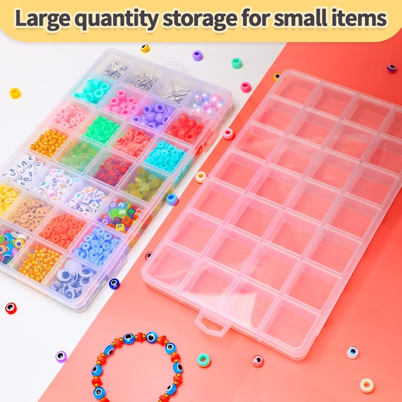 IOOLEEM 28 Grids Plastic Bead Organizer Box, Organizer Container Storage