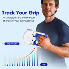 Grip Strength Tester - Hand Grip Dynamometer - Handheld Digital Grip Measurement Meter Device Trainer Power 198 Lbs / 90 Kgs - Strengthener Exerciser for Sports, School and Home Use