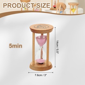 PATIKIL 5 Minutes Sand Timer, 1 Pcs Wooden Sand Watch High Glass Sandglass Timer for Living Room Home Office Restaurant Decoration, Pink