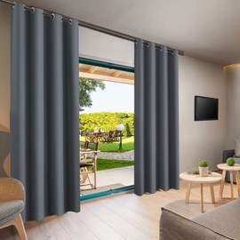 Gazebo Patio Outdoor Curtains Waterproof - Garden Blackout Thermal Insulated Sun Shades Eyelet Privacy Curtain for Outside Pergola Porch Pool, Indoor Window Blinds for Living Room Bedroom Balcony