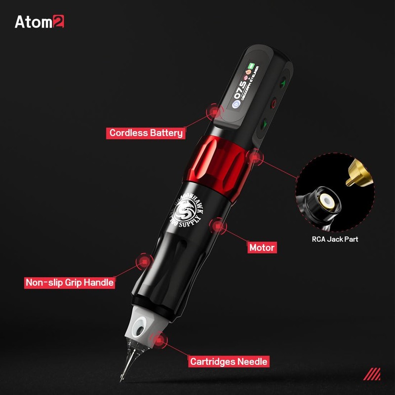 Dragonhawk Atom2 Wireless Tattoo Machine Pen Tattoo Gun 2.8mm Stroke