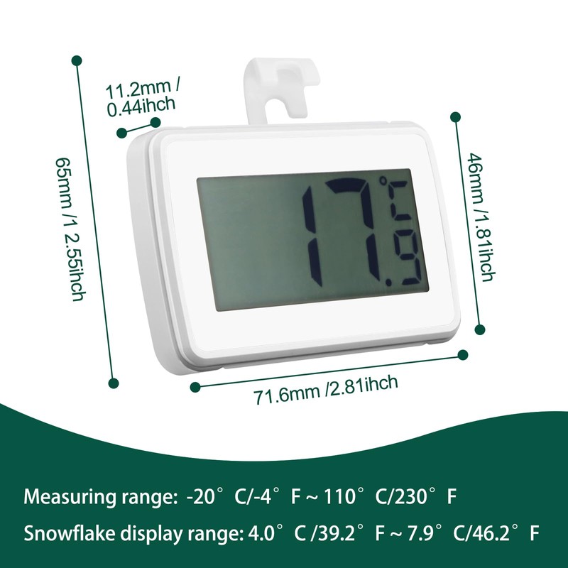 Digital Refrigerator Thermometer – Waterproof Fridge Freezer Thermometer with Easy-to-Read