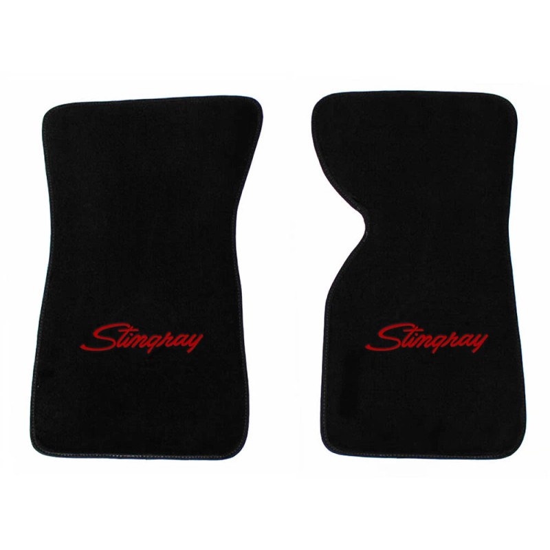 AFM NEW! Black Floor Mats 1968-1982 Chevy Corvette W/ Embroidered