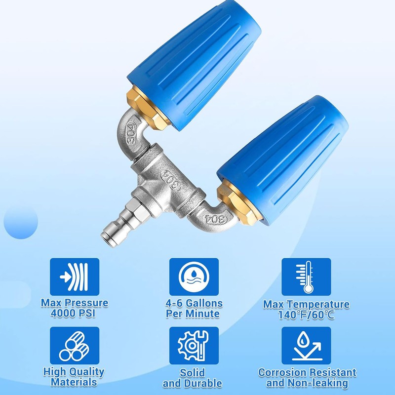 Pressure Washer Dual Turbo Nozzle 2mm Hole 4‑6GPM 4000PSI Pressure