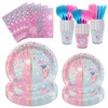 ITTEBISS 350PCS Gender Reveal Plates and Napkins, Pink and Blue