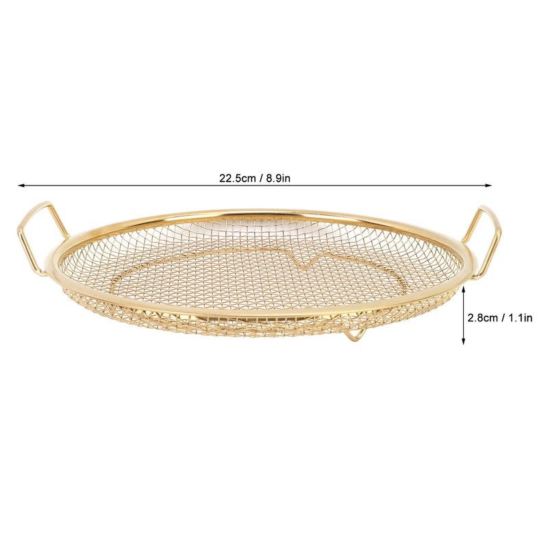 Stainless Steel Fruit Basket Double Handles Metal Mesh Drain Round