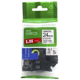 LM Tapes - Premium 1" (24mm) Black on White Compatible TZe P-Touch Tape for use with Brother PT-E550W, PTE550W, PT-E550, PTE550 Label Maker Includes Tape Size/Color Guide.