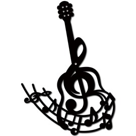 CREATCABIN Musical Metal Wall Decor Metal Wall Art Guitar Wall Hanging Ornament Black Wall Sculpture Hollow Indoor Metal Wall Display Gift for Family Friend Housewarming Party Birthday 8.3x11.8 Inch