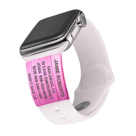 Divoti Alert ID Tag for App Watches All Series - PVD PINK/TEXT ONLY