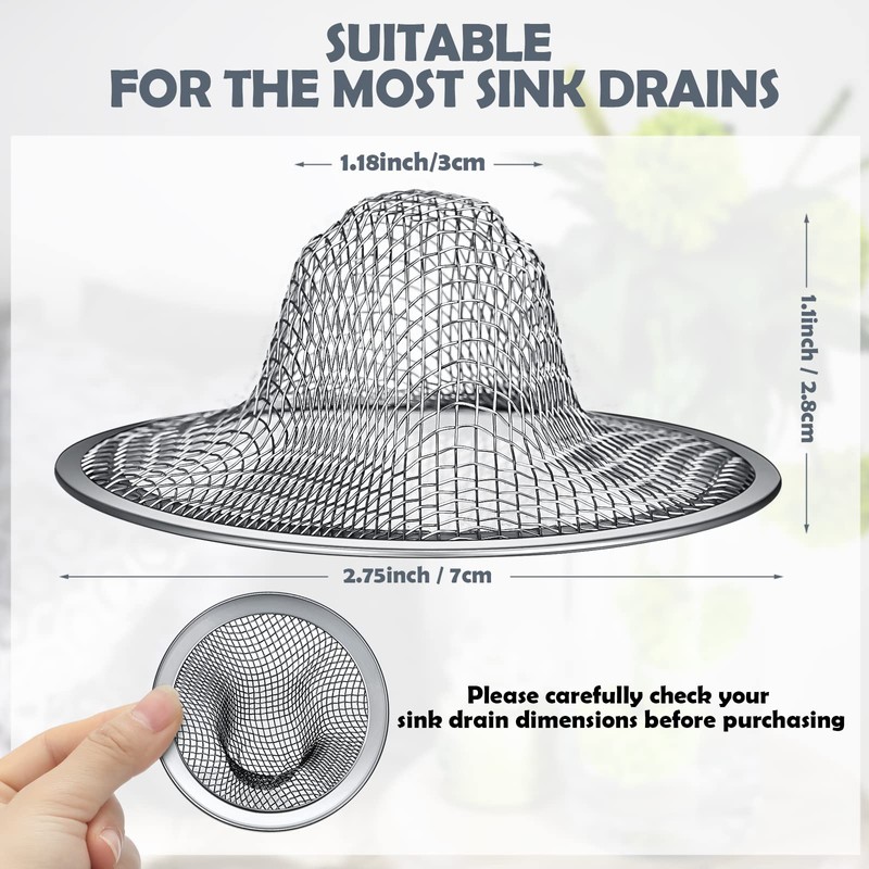 Shimeyao 100 Pcs 2.75 Mesh Sink Strainers Stainless Steel Drain