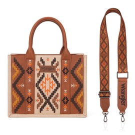 Montana West X Wrangler Whipstitch Aztec Tote bag for Women Western Crossbody Purses Top-handle Satchel HandBags WG2214-8120BR