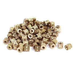 uxcell M3x5mm(L)-5.4mm(OD) Metric Threaded Brass Knurl Round Insert Nuts 100pcs