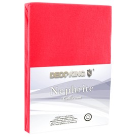 DecoKing Fitted Sheet Small Double 100% Supreme Quality Cotton Jersey Boxspring, Nephrite Collection, 100x200-120x200 cm Red