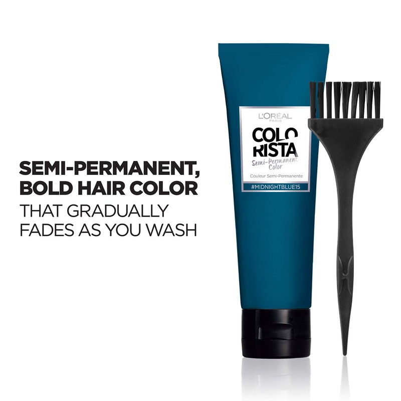 L’Oréal Paris Colorista Semi-Permanent Hair Color for Brunette Hair, Midnight