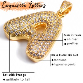stino Cubic Zirconia Letter Charm for Jewelry Making, Alphabeta Initial Neclace Pendant, Gold Tone Jewelry Accessories (Letter A)