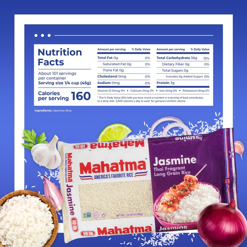 Mahatma Jasmine, 10lb Bag of Rice, Thai, Indian, or Cambodian