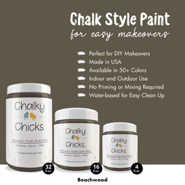 Chalky Chicks 4 Fl Oz Matte Beachwood (Brown/Gray) Chalk Paint for Furniture Without Sanding - No Prep Furniture Paint No Sanding All in One for Crafts, Wood, Walls, Cabinet,Metal, Dresser, Farmhouse