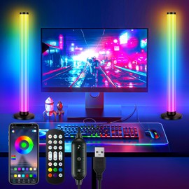 HOUHUI LED Light Bar 360° Ambient Lighting, 2PCS 16.5 Inch RGB Light Bar with Remote, App Control, Music Sync, Color Chasing RGB TV Backlight Smart LED Light Bar for Gaming, Room, Bedroom, Party Decor