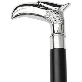 Generic Eagle Walking Stick with Metal Silver Nickel Plated Brass Handle - Wooden Cane Black Eagle Vintage Walking Cane Black Sheesham Walnut Unisex Gift