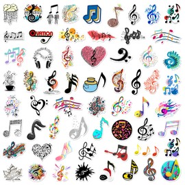 Pack of 50 Music Stickers Car Laptop Phone Guitar Skateboard Motorcycle Bicycle Guitar Music Stickers Set Vinyl Waterproof Aesthetic Stickers for Teenagers Children Adults