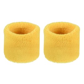 M METERXITY 2 Pack Wrist Brace - Elastic Air-Permeable Cotton Terry Cloth Sweatband, Apply to Tennis/Basketball/Running (8x5cm, Yellow)