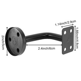 ZOENHOU 6Pack Black Stainless Steel Handrail Brackets, Flat Handrail Brackets, Stairway Hardware Railing Bracket Holders with Mounting Screws for Home Decor Shopping Malls
