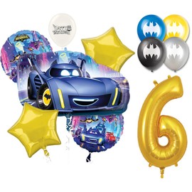 11 Piece 6th Birthday Batwheels Party Bouquet of Balloons